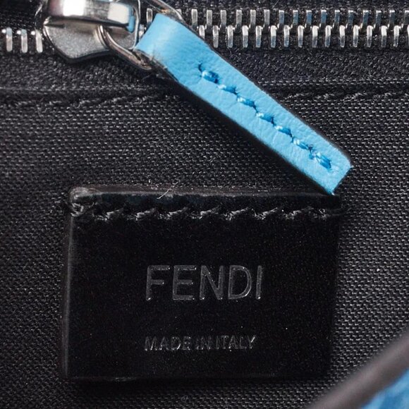 Fendi Cyber Blue Glazed Fabric FF Vertigo Baguette Belt Pouch Bag - Picture 9 of 10